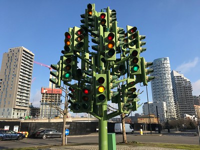 Canary Wharf's traffic light tree